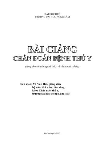 Bài giảng Chuẩn đoán bệnh thú y (Phần 2) - Vũ Văn Hải