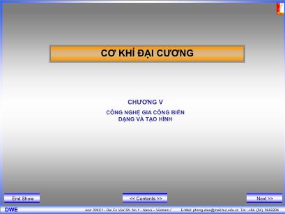 Bài giảng Cơ khí đại cương - Chương 5: Công nghệ gia công biến dạng và tạo hình