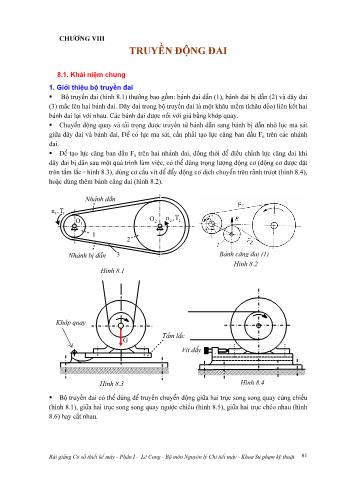 Bài giảng Cơ sở thiết kế máy - Chương 8: Truyền động đai - Lê Cung