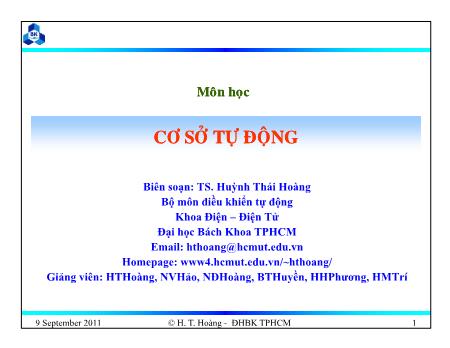 Bài giảng Cơ sở tự động - Chương 1: Giới thiệu về hệ thống tự động - Huỳnh Thái Hoàng