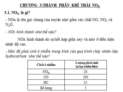 Bài giảng Đo lường và điều khiển bằng máy tính - Chương 3: Thành phần khí thải NOx