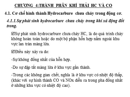 Bài giảng Đo lường và điều khiển bằng máy tính - Chương 4: Thành phần khí thải HC và CO