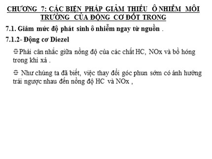 Bài giảng Đo lường và điều khiển bằng máy tính - Chương 7: Các biện pháp giảm thiểu ô nhiễm môi trường của động cơ đốt trong (Phần 1)