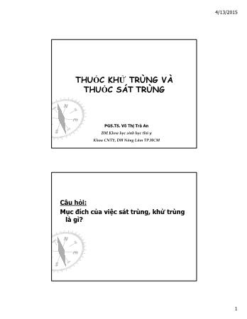 Bài giảng Dược lý thú y - Chương 8: Thuốc khử trùng và thuốc sát trùng - Võ Thị Trà An