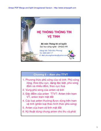 Bài giảng Hệ thống thông tin vệ tinh - Chương 6: Aten cho thông tin vô tuyến - Thẩm Đức Phương