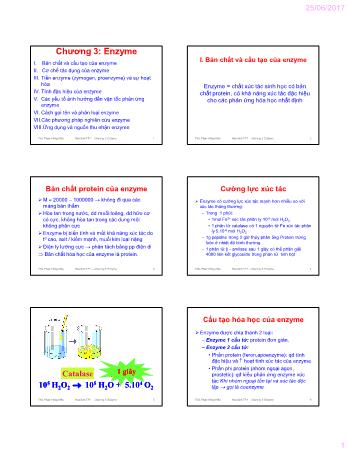 Bài giảng Hóa sinh thực phẩm 1 - Chương 3: Enzyme - Phạm Hồng Hiếu