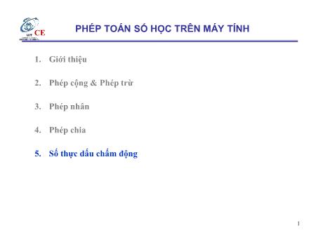 Bài giảng Kiến trúc máy tính - Chương 3: Phép toán số học trên máy tính (Phần 2)