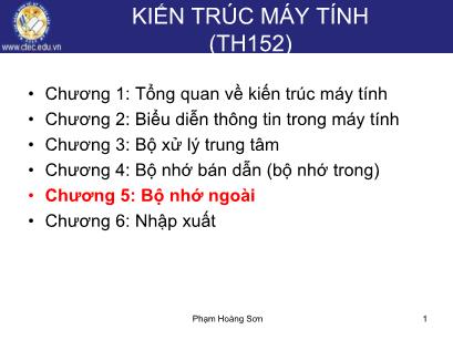 Bài giảng Kiến trúc máy tính - Chương 5: Bộ nhớ ngoài - Phạm Hoàng Sơn