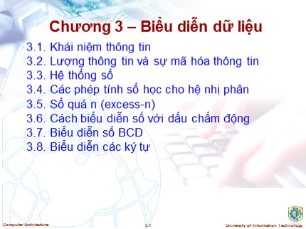 Bài giảng Kiến trúc máy tính - Chương 8: Biểu diễn dữ liệu