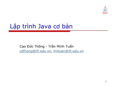 Bài giảng Lập trình Java cơ bản - Bài 3: Các thành phần GUI (Tiếp theo) - Cao Đức Thông