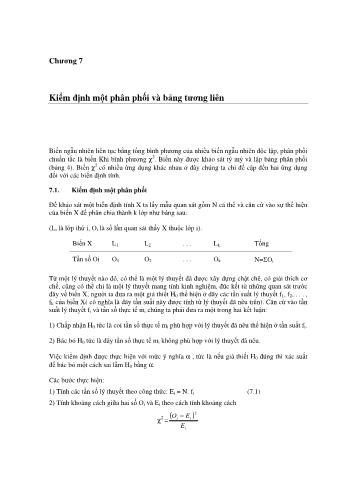 Bài giảng Lý thuyết xác suất và thống kê ứng dụng - Chương 7: Kiểm định một phân phối và bảng tương liên