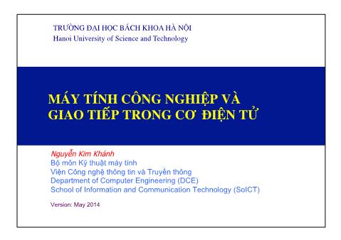 Bài giảng Máy tính công nghiệp và giao tiếp trong cơ điện tử - Nguyễn Kim Khánh