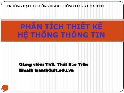 Bài giảng Phân tích thiết kế hệ thống thông tin - Thái Bảo Trân