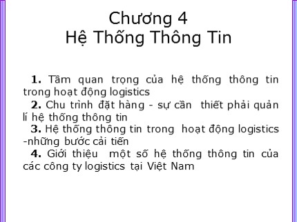 Bài giảng Phân tích thiết kế và hệ thống thông tin - Chương 4: Hệ thống thông tin