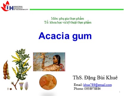 Bài giảng Phụ gia thực phẩm - Chương: Acacia gum - Đặng Bùi Khuê