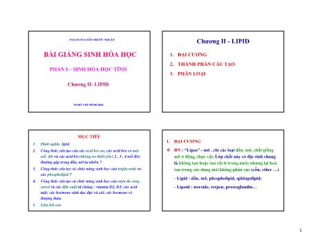 Bài giảng Sinh hóa học - Chương 2: Lipid