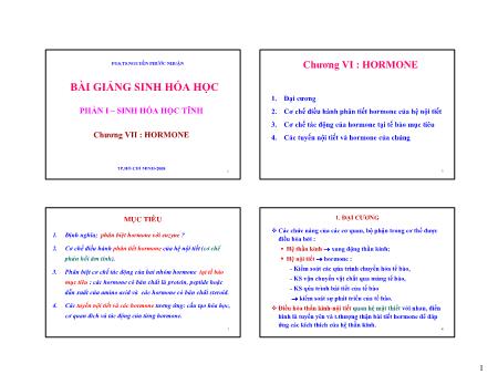 Bài giảng Sinh hóa học - Chương 7: Hormone