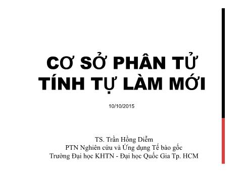 Bài giảng Tế bào gốc - Bài 3: Cơ sở phân tử tính tự làm mới - Trần Hồng Diễm