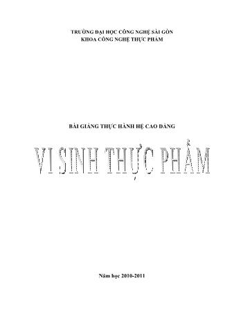 Bài giảng Thực hành Vi sinh thực phẩm