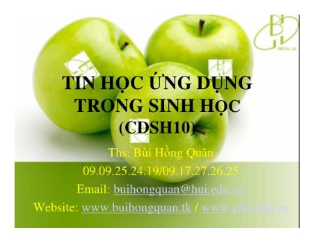 Bài giảng Tin học ứng dụng trong sinh học - Bùi Hồng Quân