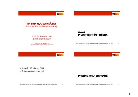 Bài giảng Tin sinh học đại cương - Chương 4: Phân tích trình tự DNA - Trần Văn Lăng