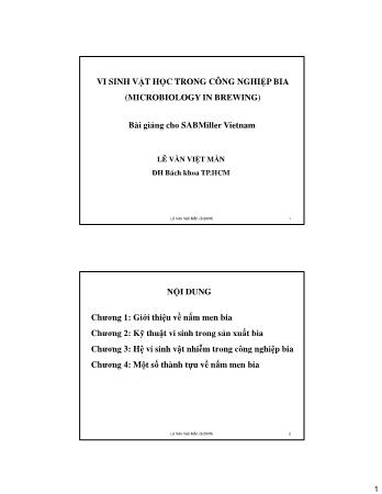 Bài giảng Vi sinh vật học trong công nghiệp bia - Chương 1: Giới thiệu về nấm men bia - Lê Văn Việt Mẫn