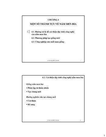 Bài giảng Vi sinh vật học trong công nghiệp bia - Chương 4: Một số thành tựu về nấm men bia - Lê Văn Việt Mẫn