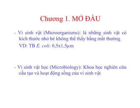 Bài giảng Vi sinh vật thực phẩm - Chương 1: Mở đầu - Trần Thị Huyền