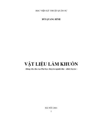 Đề cương giáo trình Vật liệu làm khuôn