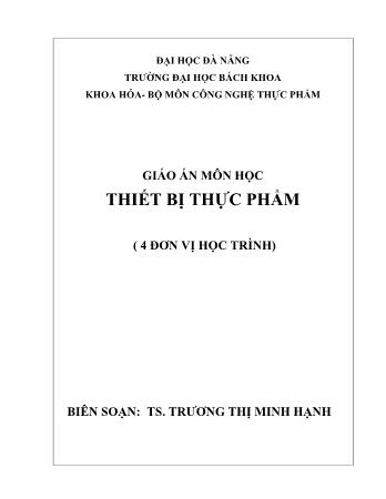 Giáo án Thiết bị thực phẩm