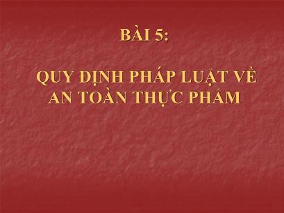 Giáo trình An toàn thực phẩm (Phần 2)