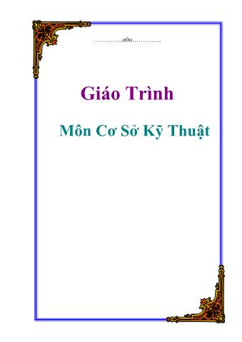 Giáo trình Cơ sở kỹ thuật