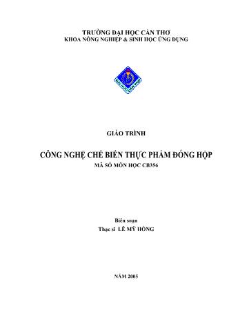 Giáo trình Công nghệ chế biến thực phẩm đóng hộp