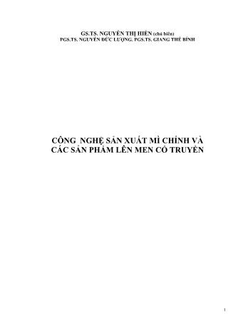 Giáo trình Công nghệ sản xuất mì chính và các sản phẩm lên men cổ truyền