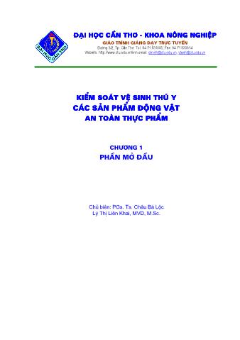 Giáo trình Kiểm soát vệ sinh thú y các sản phẩm động vật an toàn thực phẩm