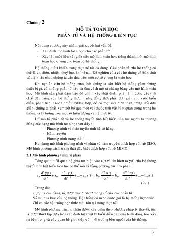 Giáo trình Kỹ thuật điều khiển tự động - Chương 2: Mô tả toán học phần tử và hệ thống liên tục