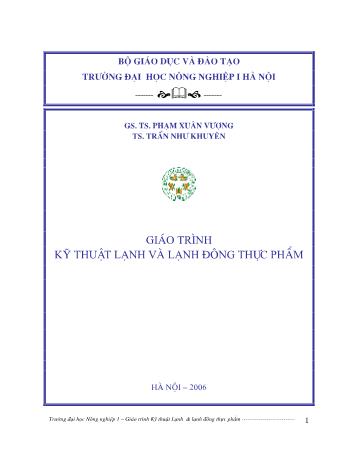 Giáo trình Kỹ thuật lạnh và lạnh đông thực phẩm