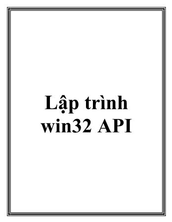 Giáo trình Lập trình win32 API