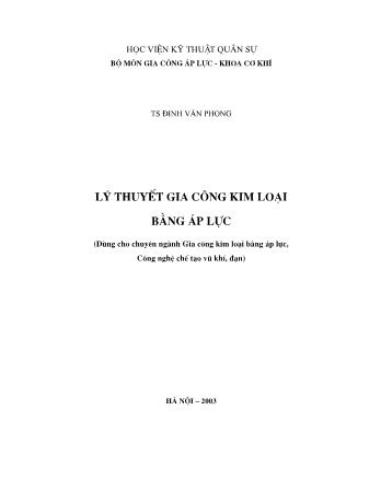 Giáo trình Lý thuyết gia công kim loại bằng áp lực