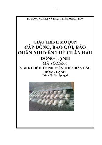 Giáo trình mô đun Cấp đông, bao gói, bảo quản nhuyễn thể chân đầu đông lạnh - Nghề chế biến nhuyễn thể chân đầu đông lạnh