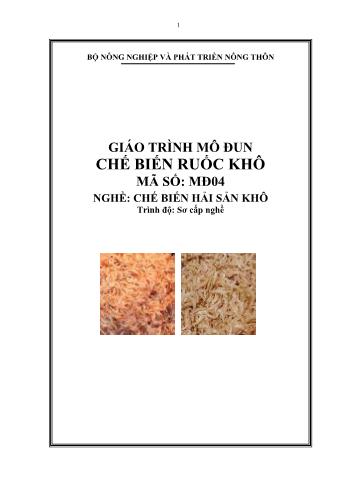 Giáo trình mô đun Chế biến ruốc khô - Nghề: Chế biến hải sản khô