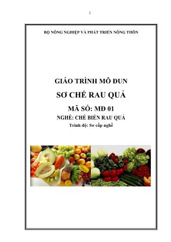 Giáo trình mô đun Sơ chế rau quả - Nghề: Chế biến rau quả