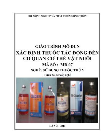 Giáo trình mô đun Xác định thuốc tác động đến cơ quan cơ thể vật nuôi - Nghề: Sử dụng thuốc thú y