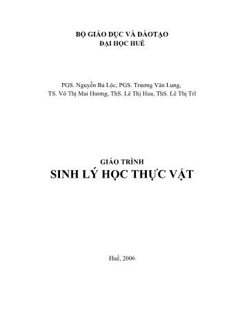 Giáo trình Sinh lý học thực vật