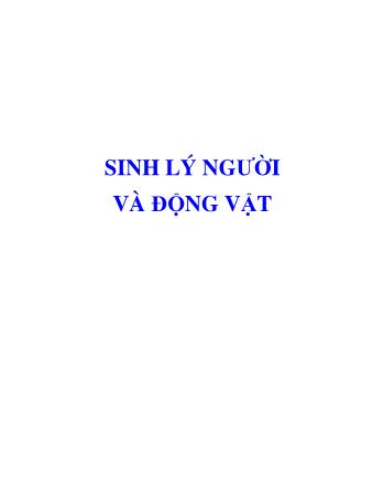 Giáo trình Sinh lý người và động vật (Phần 1)