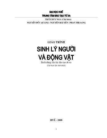 Giáo trình Sinh lý người và động vật