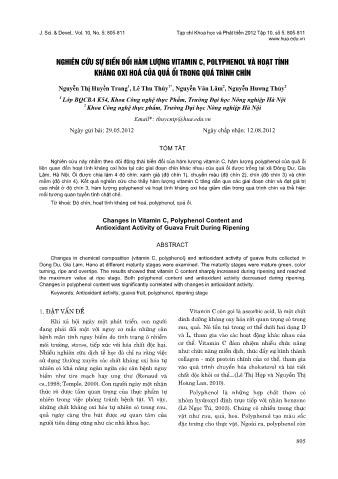 Nghiên cứu sự biến đổi hàm lượng vitamin C, polyphenol và hoạt tính kháng oxi hoá của quả ổi trong quá trình chín