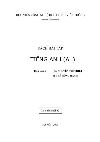 Sách bài tập Tiếng Anh (A1) - Nguyễn Thị Thiết