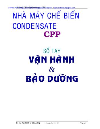 Sổ tay Vận hành và bảo dưỡng - Nhà máy chế biến Condensate