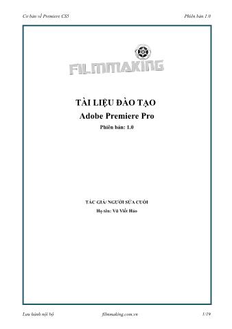 Tài liệu đào tạo Adobe Premiere Pro